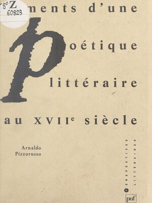 cover image of Éléments d'une poétique littéraire au XVIIe siècle